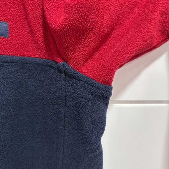 Lands' End men's blue and red 1/4 snap closure polar fleece pullover size M - Picture 9 of 16